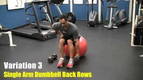 Stability Ball Dumbbell Rows