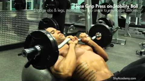 Close Grip Tricep Press on Stability Ball