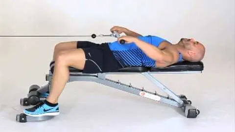 Lying Cable Upright Row Wide Overhand Grip