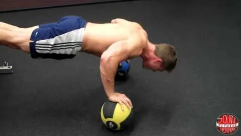 Elevated Two-Arm Medicine Ball Push-Up