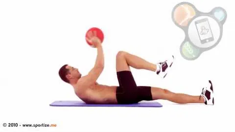 Knee to chest crunch with medicine ball