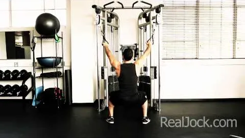 Low Squat Hold Dual Cable Wide Pulldowns