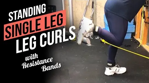 Standing Single Leg Curl with Resistance Bands