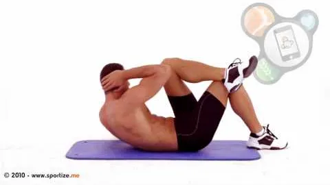 Alternating crunches with feet flat on the floor