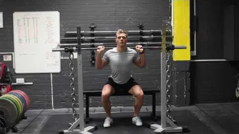 Barbell Squat To Bench Chained