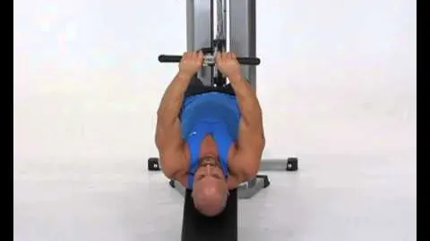 Lying Decline Cable Straight Bar Front Raise Close Grip