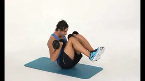 Crunches with Dumbbell Bicep Curls + Bent Leg Reverse Crunch
