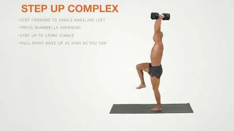 Step Up with overhead dumbbell press