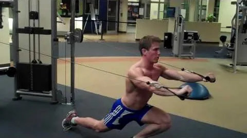 Lunges with Cable Shoulder Press